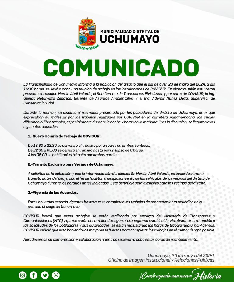#Comunicado de Obra: Mantenimiento vías de COVISUR
