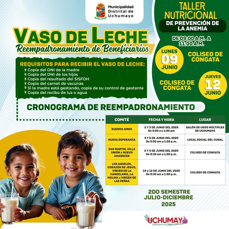 ¡Atención beneficiarios del programa Vaso de Leche!